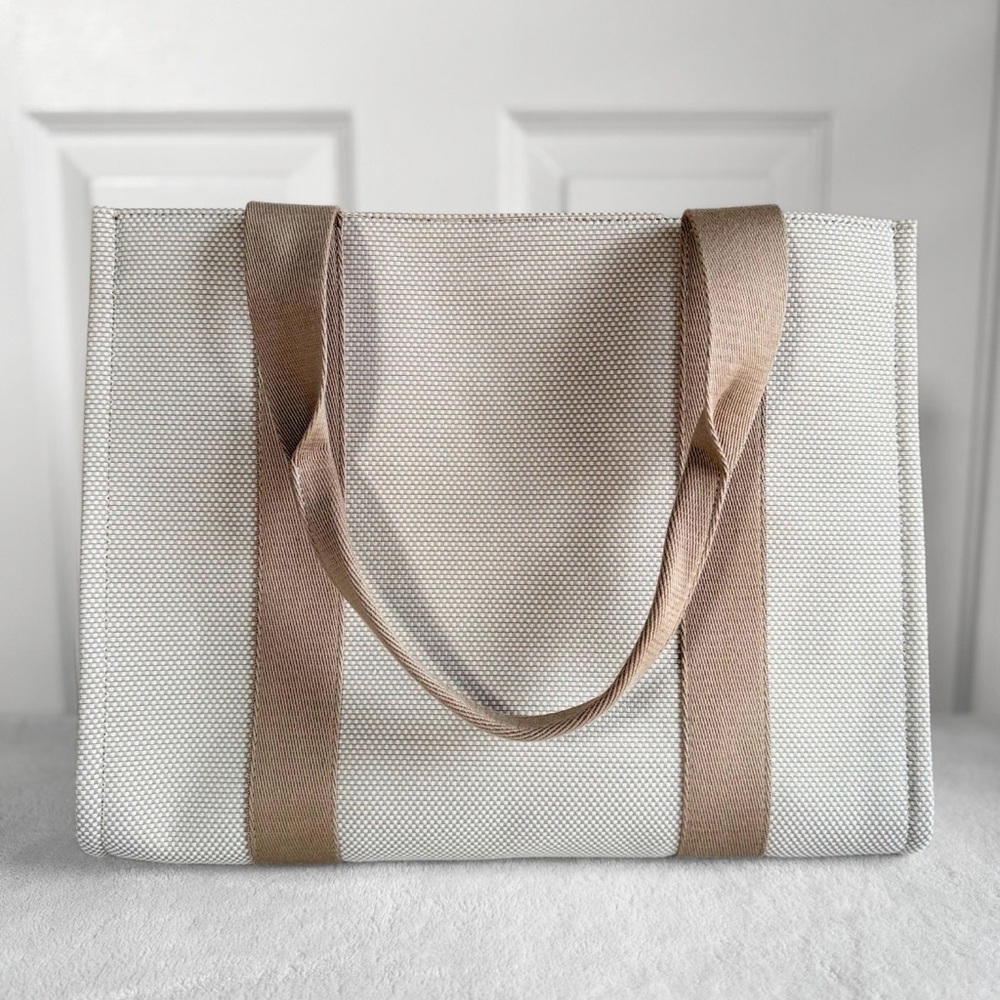 NWT Lululemon Two-Tone Canvas Tote Bag — 10L — Movage Tan/Light Ivory — SOLD OUT - Picture 2 of 14